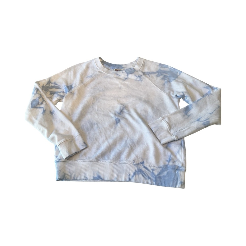 Faherty Womens Blue White Tie Dye Raglan Cotton Sweatshirt WKU2120BTD Size S